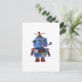Carte Postale Robot de fête d'anniversaire bleu (Debout devant)