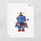 Carte Postale Robot de fête d'anniversaire bleu (Devant / Derrière)