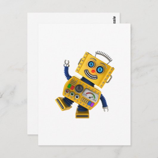 Carte Postale Robot de jouet jaune (Devant / Derrière)