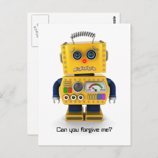 Carte Postale Robot de jouet triste (Devant / Derrière)