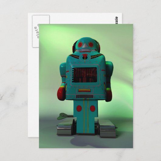 Carte postale Robot de jouets rétro (Devant / Derrière)