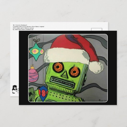 Carte Postale Robot de Noël Abstrait moderne du milieu du siècle (Devant / Derrière)