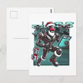 Carte Postale Robot de Noël alimenté par l'IA avec des drones et (Devant / Derrière)