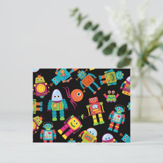Carte Postale Robot Enfants Coloré (Debout devant)