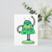 Carte Postale Robot Frankie, vert sur blanc (Debout devant)