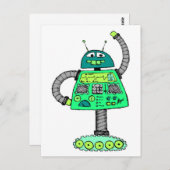 Carte Postale Robot Frankie, vert sur blanc (Devant / Derrière)