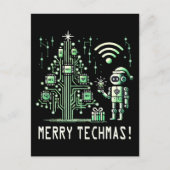 Carte Postale Robot IA avec arbre de Noël Tech - Joyeux Techmas (Devant)
