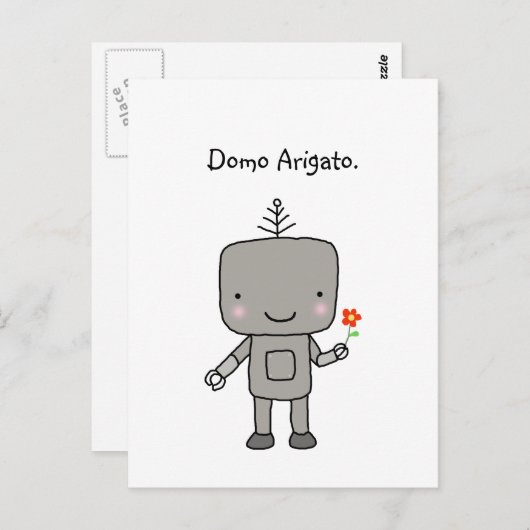 Carte Postale Robot Merci Domo Arigato Cute Drôle Geek (Devant / Derrière)