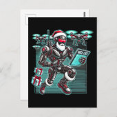 Carte Postale Robot Père Noël propulsé par IA avec drones et Noë (Devant / Derrière)