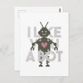 Carte Postale Robot Pun : Je t'aime un robot (Devant / Derrière)