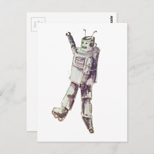 Carte Postale robot rétro (Devant / Derrière)