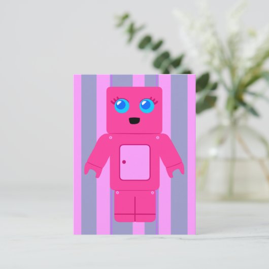Carte Postale Robot rose (Debout devant)