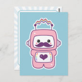 Carte Postale Robot rose mignon dans le déguisement (Devant / Derrière)