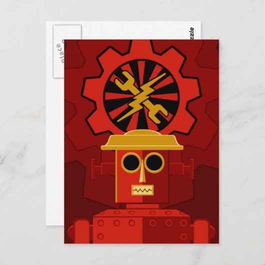 Carte Postale Robot rouge (Devant / Derrière)