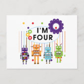 Carte Postale Robot T-shirts et cadeaux d'anniversaire 4e (Devant)