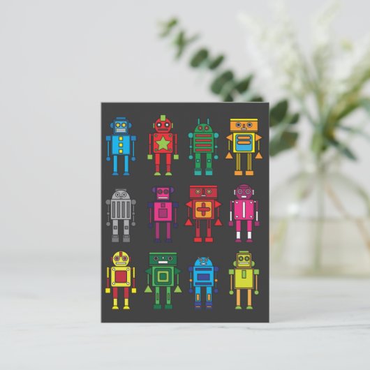 Carte Postale Roboter Geschenk Robotik Retro Spielzeug Spaß (Debout devant)