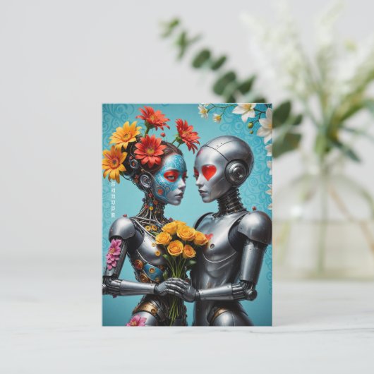 Carte Postale Robots en amour (Debout devant)