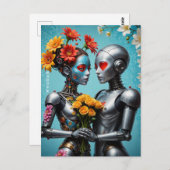Carte Postale Robots en amour (Devant / Derrière)