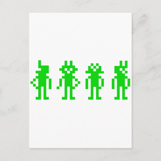 Carte Postale robots en pixels verts (Devant)