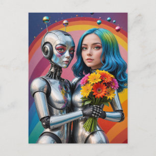 Carte Postale Robots féminins SciFi en amour
