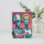 Carte Postale Robots féminins Scifi Heart (Debout devant)