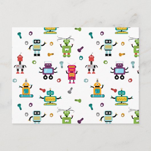 Carte Postale Robots multicolores mignons Motif robotique pour e (Devant)