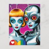 Carte Postale Robots Rainbow Heart (Devant)