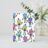 Carte Postale Robots rétro Old Skool (Debout devant)