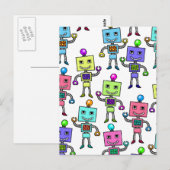 Carte Postale Robots rétro Old Skool (Devant / Derrière)