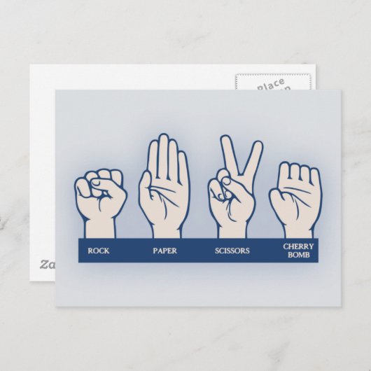 Carte Postale Roche, Papier, Ciseaux, Bombe À Cerise (Devant / Derrière)