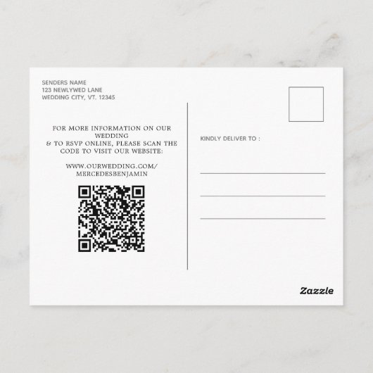 Carte Postale Roche rustique éclaire verdure Code QR Mariage boi (Dos)
