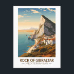 Carte Postale Rocher de Gibraltar Travel Art Vintage<br><div class="desc">Rocher de Gibraltar dans un style vectoriel. Le Rocher de Gibraltar est un promontoire de calcaire monolithique situé sur le territoire britannique de Gibraltar,  près de la pointe sud-ouest de l'Europe sur la péninsule ibérique.</div>