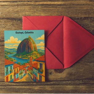 Carte Postale Rocher El Penol Guatape Coloré Colombie 