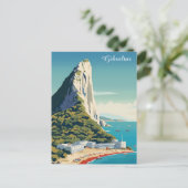 Carte Postale Rocher vintage de Gibraltar Travel Art (Debout devant)