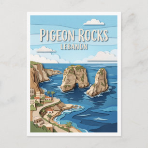 Carte Postale Rochers des Pigeons Beyrouth Liban