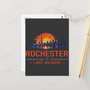 Carte Postale Rochester Lac Ontario Coucher de soleil Toits Art
