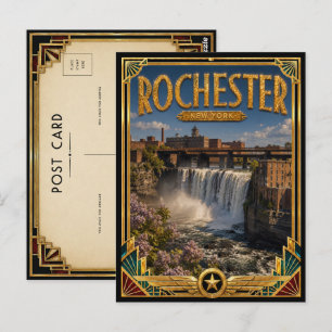 Carte Postale Rochester New York Art Déco vintage de l'âge d'or