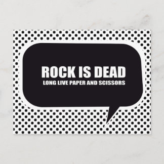 CARTE POSTALE ROCK EST MORT. LONGUE LIVE PAPIER ET SCISSORS.