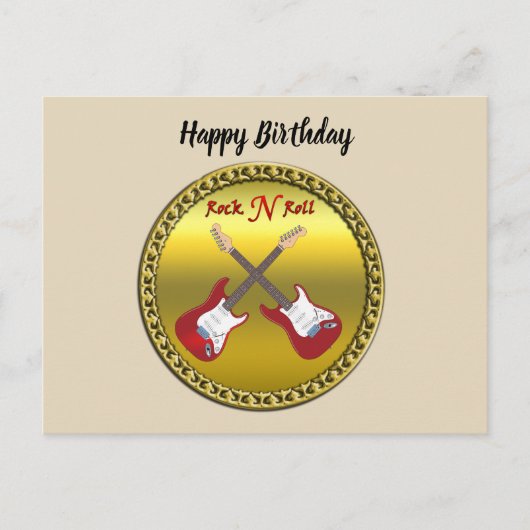 Carte Postale Rock N roll avec guitares électriques (Devant)
