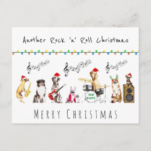 Carte Postale Rock n roll mignon groupe de chien musical joyeux 