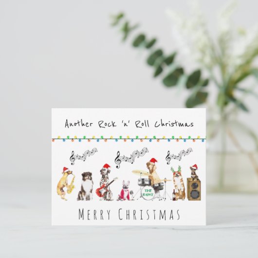 Carte Postale Rock n roll mignon groupe de chien musical joyeux  (Debout devant)
