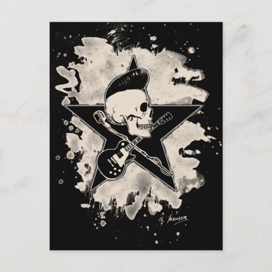 Carte Postale Rock-n-roll Skull - bleached (Devant)
