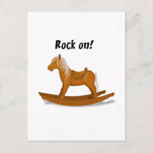Carte Postale Rock On Rocking Horse Cute Kids Cartoon Art