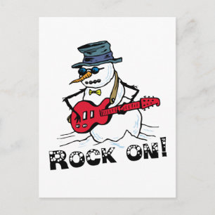 Carte Postale Rock Sur Guitare Jouer Snowman