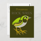 Carte Postale Rock Wren, South Island, oiseau NZ (Devant / Derrière)
