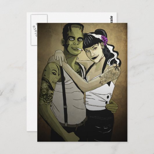 Carte Postale Rockabilly Frank et Bride (Devant / Derrière)