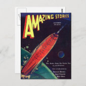 Carte Postale Rocket art Sci Fi vintage (Devant / Derrière)