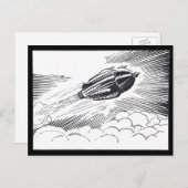Carte Postale Rocket de vaisseau spatial de science-fiction vint (Devant / Derrière)