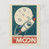 Carte Postale Rocket Moon Retro Galaxy (Devant)