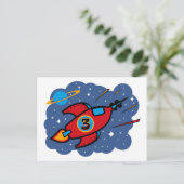 Carte Postale Rocket Ship 3e anniversaire (Debout devant)